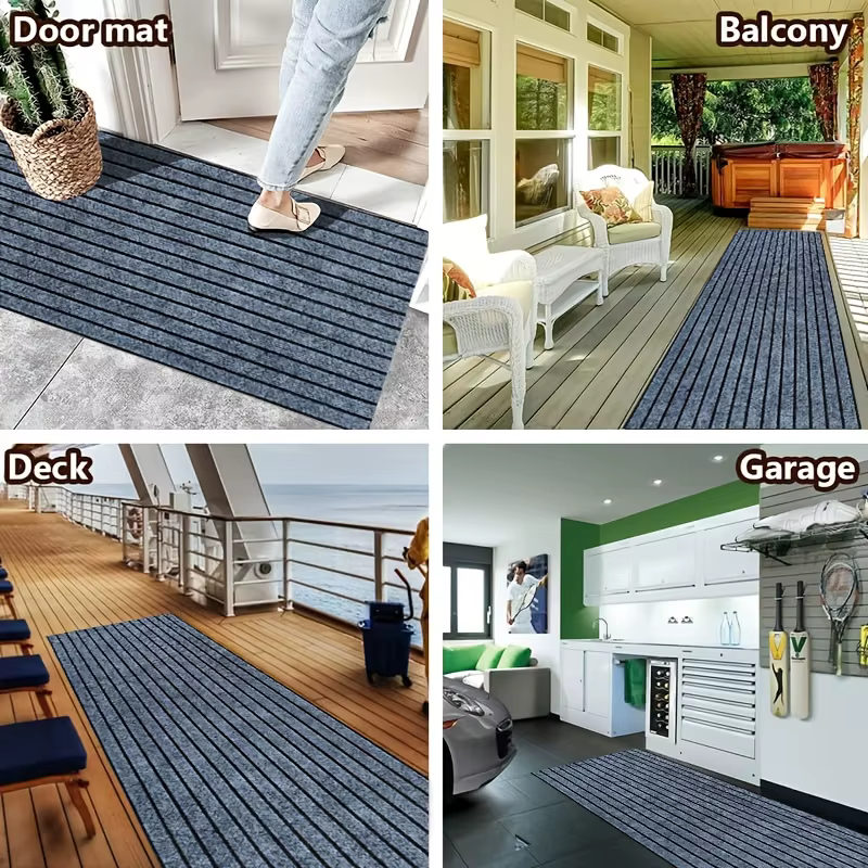 Tapis de porte de cuisine rayé de couleur unie