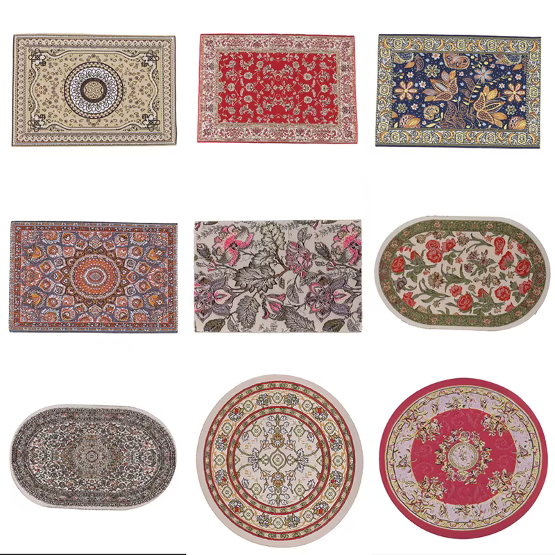 Tapis de couverture de sol de style turc, jouet de courses, maison l'inventaire, rond, carré, polymères de sol, modèle de bricolage, décor de chambre et de salon, 1PC
