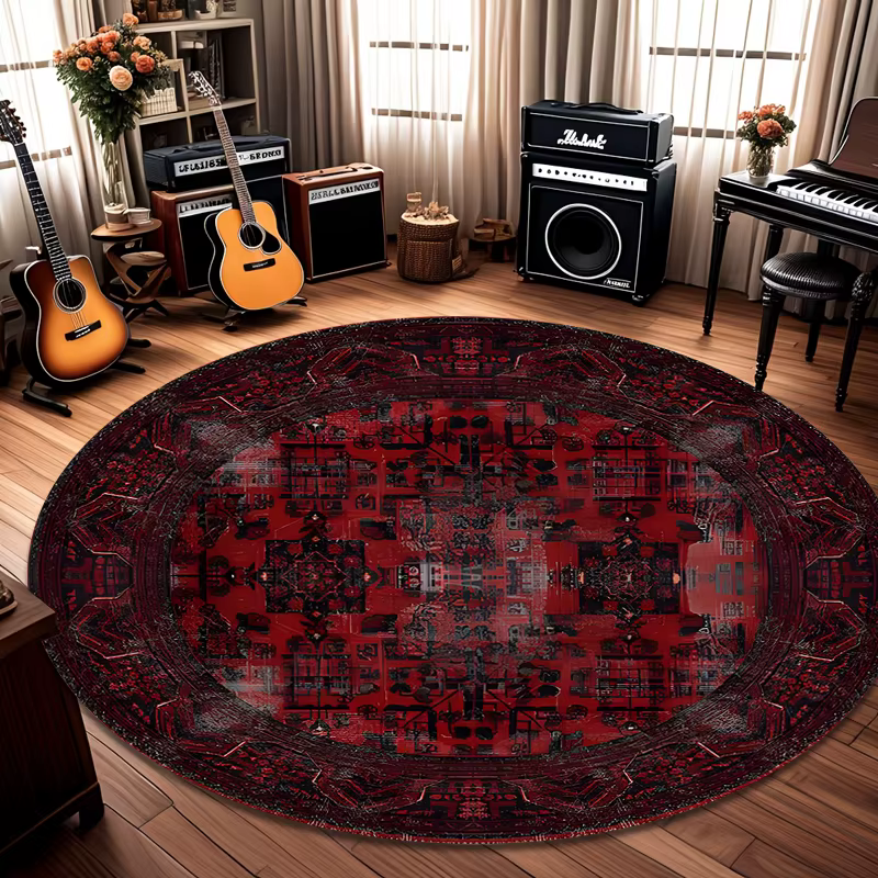 Tapis rond ethnique persan rétro moderne et simple