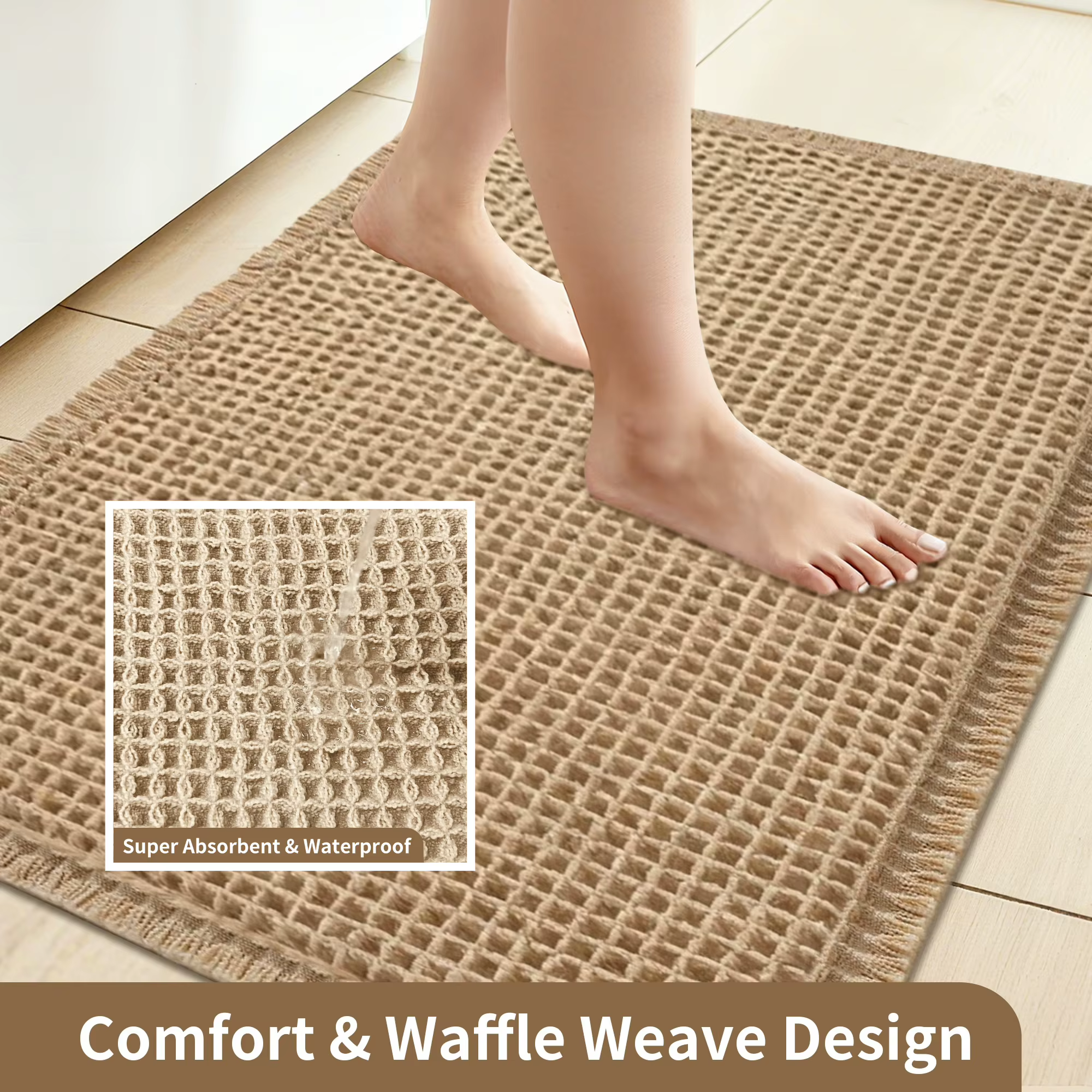 Tapis de bain gaufré Boho
