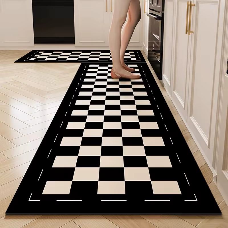 Tapis Long de cuisine à carreaux