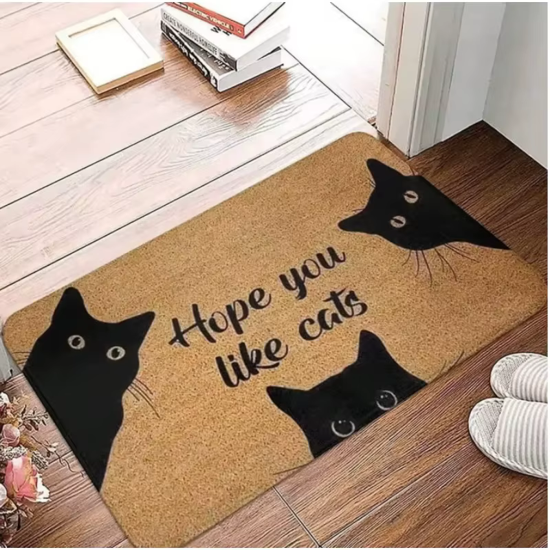 Tapis chat noir mignon dessin animé zone antidérapante paillasson doux