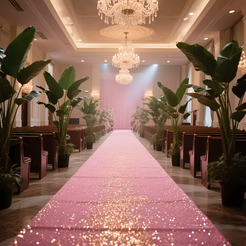 Tapis de fête rose scintillant