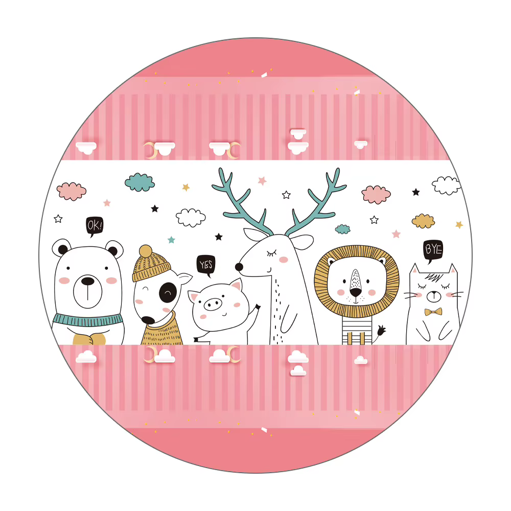 Tapis rose avec ballons et fleurs pour chambre d'enfant