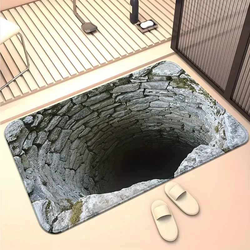 Tapis de porte antidérapant, Illusion d'optique 3D, Abyss sans fin, lavable en Machine, pour salle de bain, chambre à coucher, Camping, Yoga, tapis de sol Durable