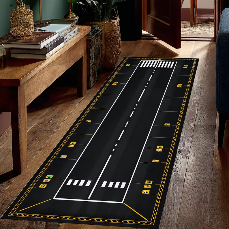 Tapis de sol aéroportuaire, tapis d'aviation, design carte de terminal, pour salle de jeux d'enfants, décoration intérieure