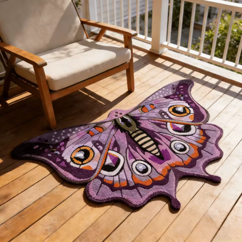 Tapis irrégulier à motif papillon pour la décoration de chambre