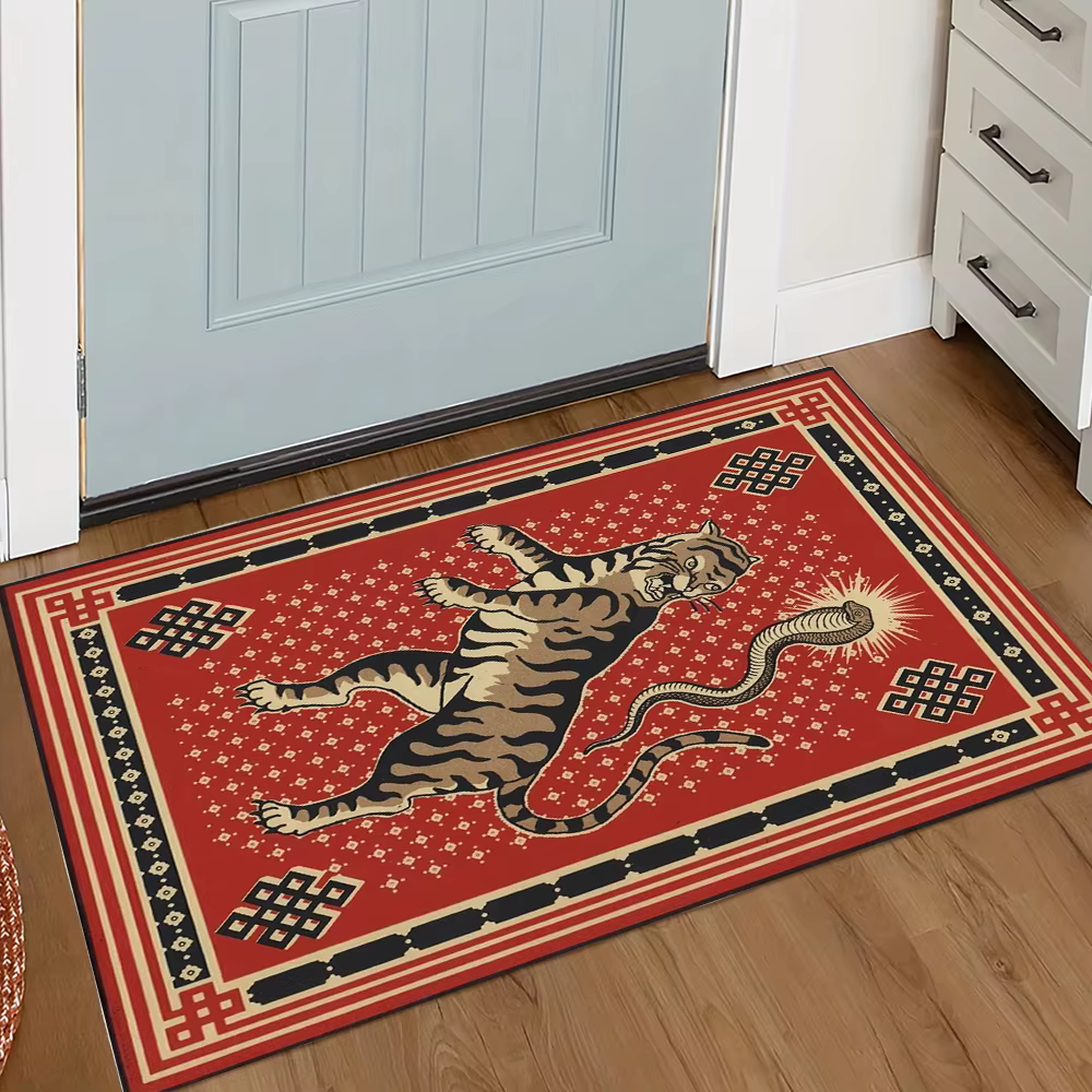Tapis de bienvenue rétro motif tigre