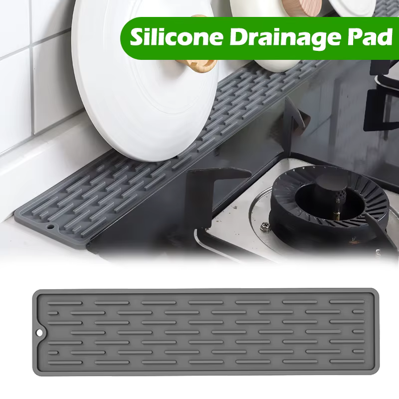 Tapis Long d'égouttage de vaisselle en Silicone