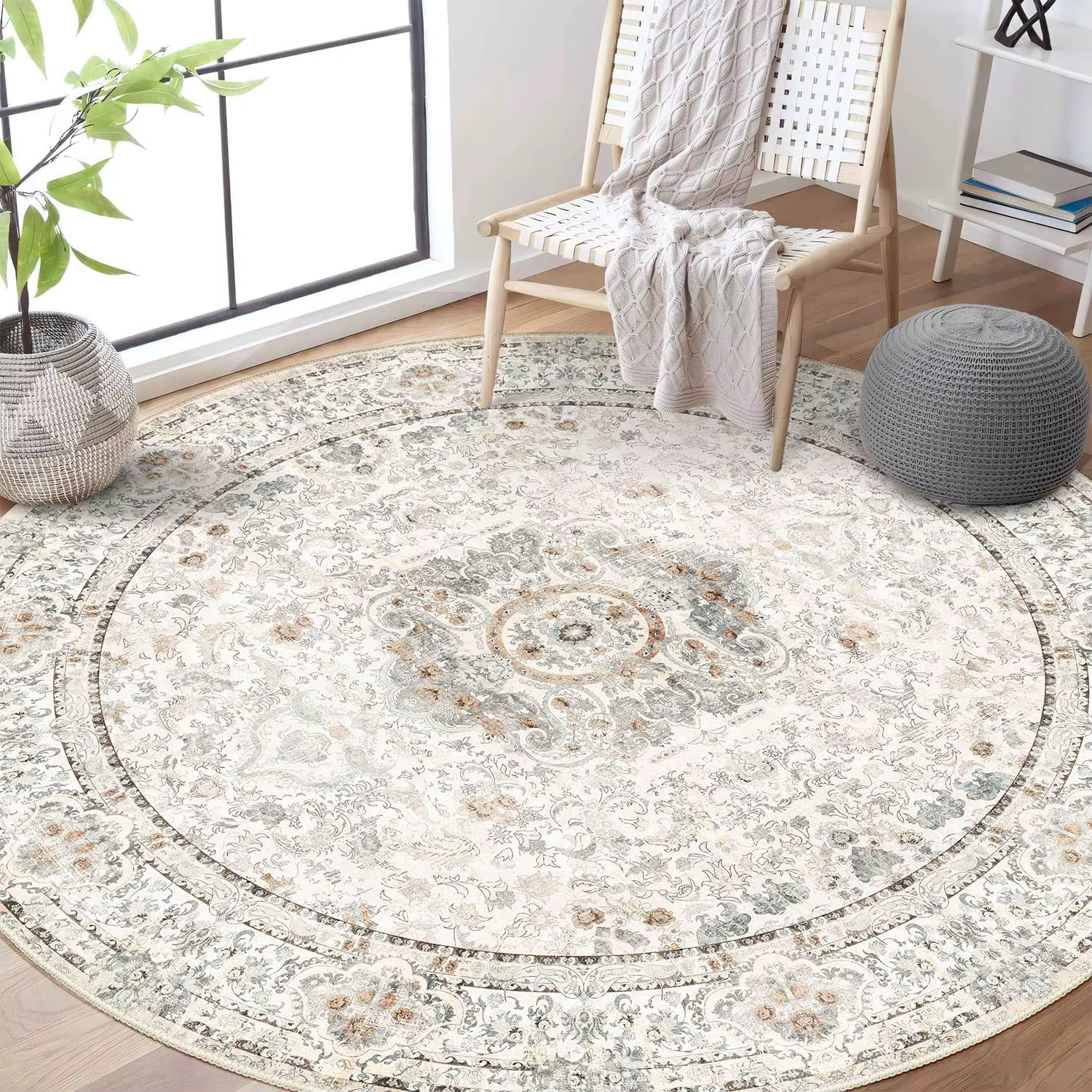 Tapis circulaire à motif Floral rétro