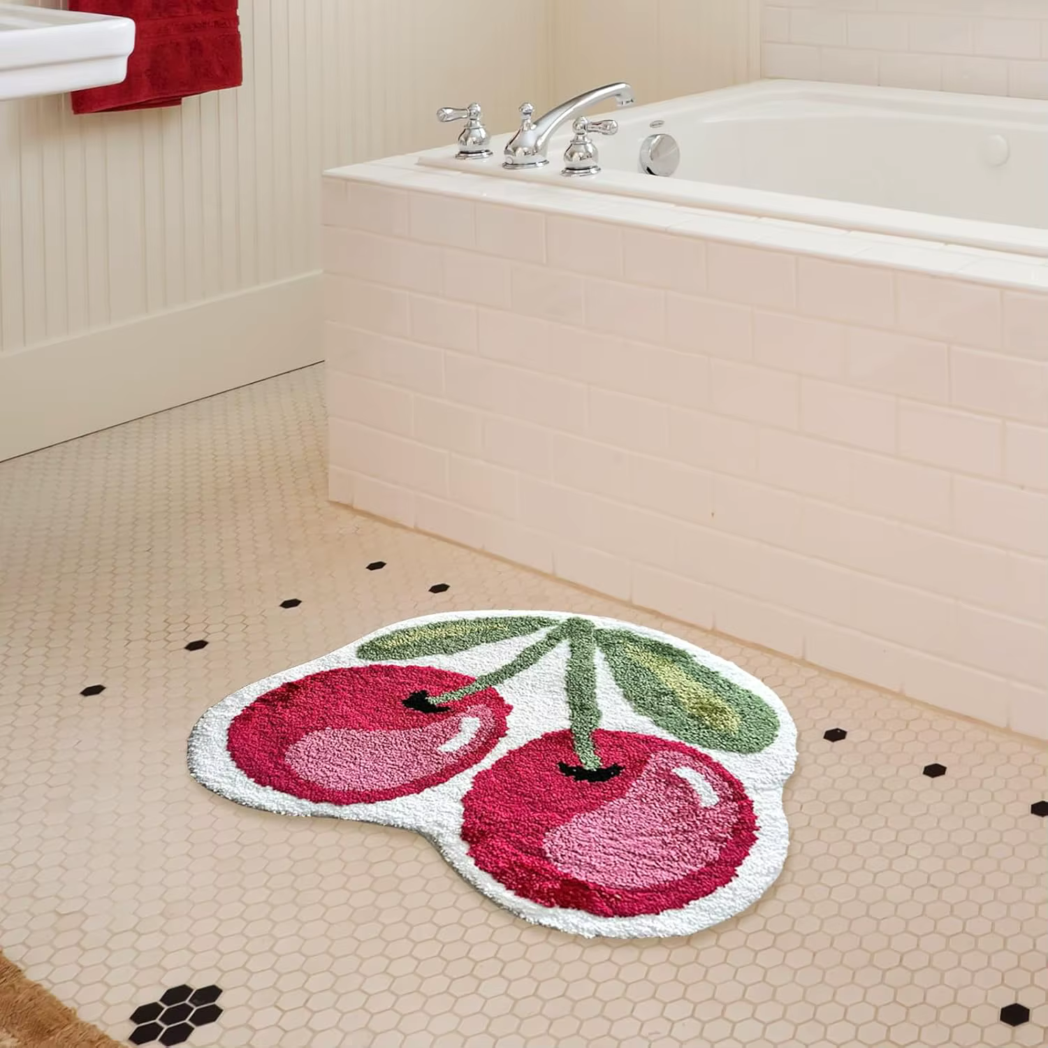 Tapis de bain moelleux en forme de fruit