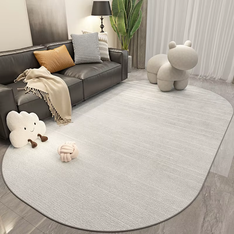 Tapis ovale de luxe léger pour décoration de chambre à coucher