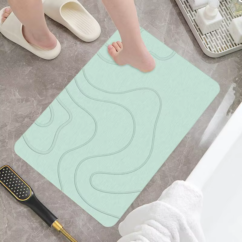 Tapis de bain en pierre de diatomite, tapis antidérapant pour porte de toilette, tapis d'entrée absorbant à séchage rapide