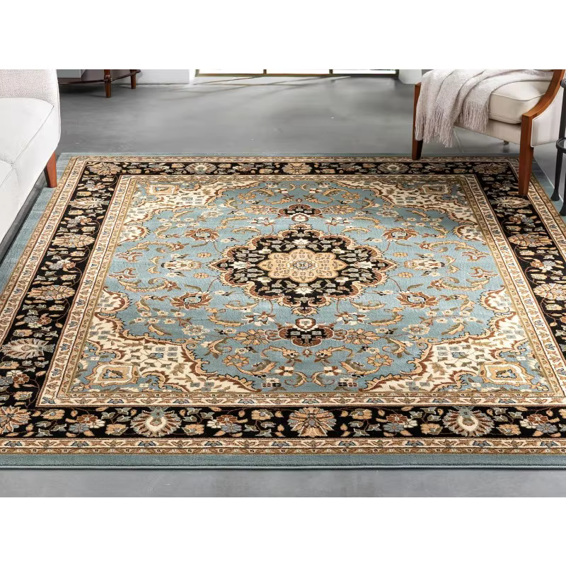 Tapis floral oriental, tapis traditionnel à motif de médaillon persan