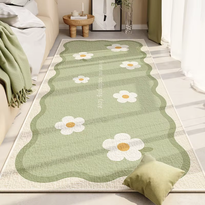 Tapis de zone florale bleue et blanche