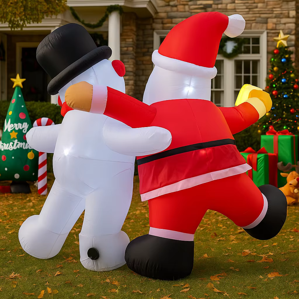 Lumières gonflables du père noël et du bonhomme de neige
