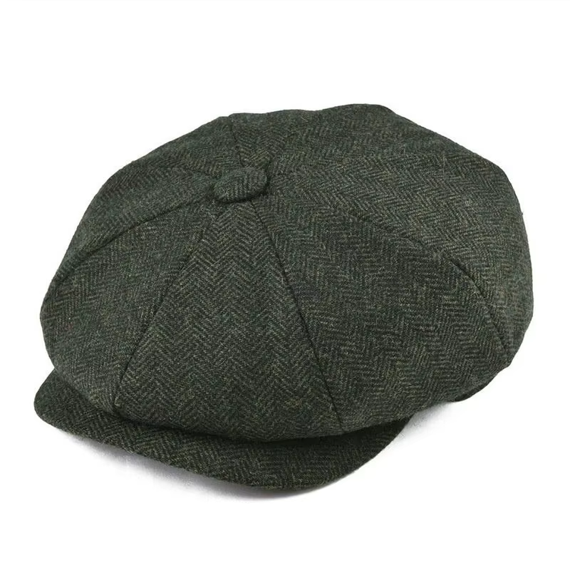 Béret à chevrons pour hommes, chaud et facile à assortir, chapeau en feutre, chapeau de journal décontracté à la mode, adapté au travail et aux voyages quotidiens