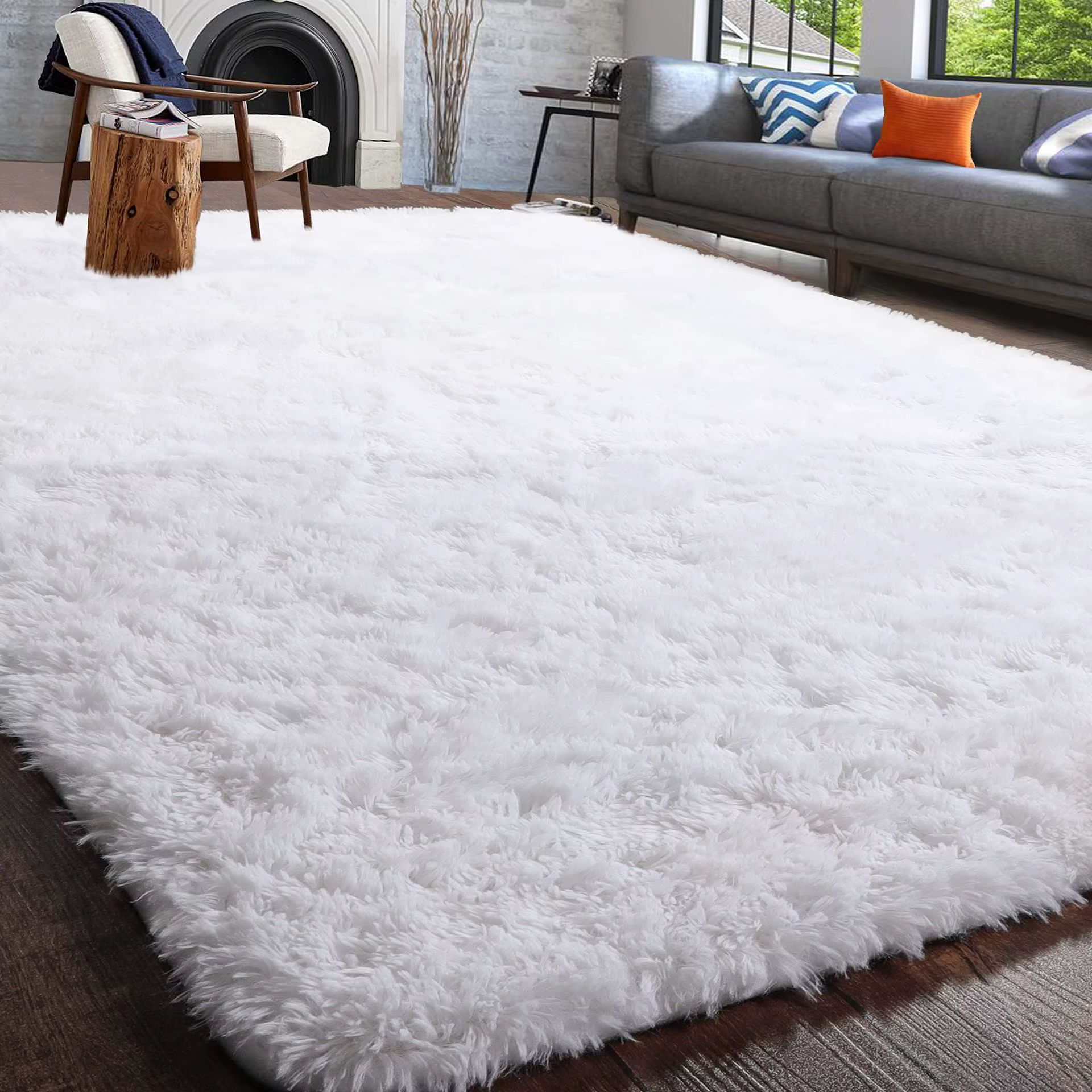 Tapis en fourrure tapis de salon chambre moderne Style nordique décoration tapis grande taille noir gris blanc antidérapant tapis pour enfants
