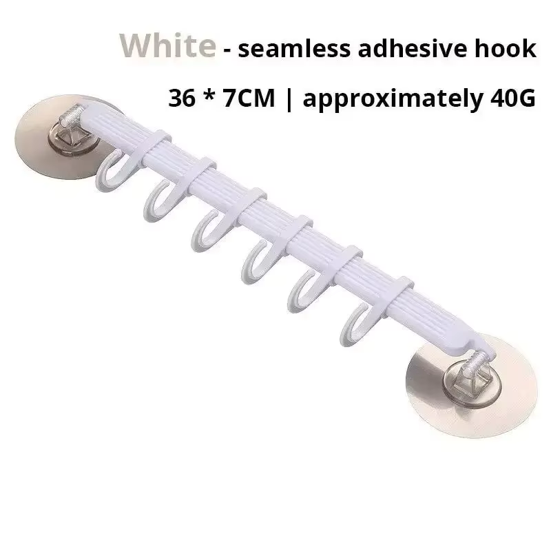 Crochet blanc à ventouse, 6 rangées, pour cuisine, salle de bains, Suspension d'angle sans marques, 1 pièce
