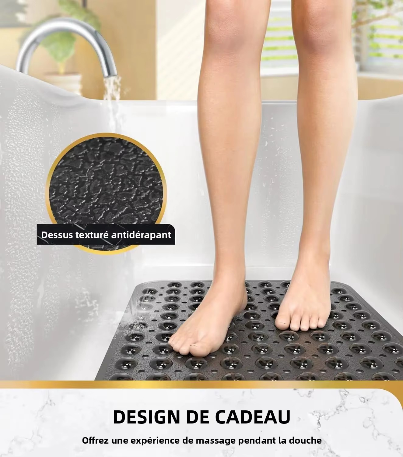Tapis de baignoire Extra Long antidérapant 40x16 pouces