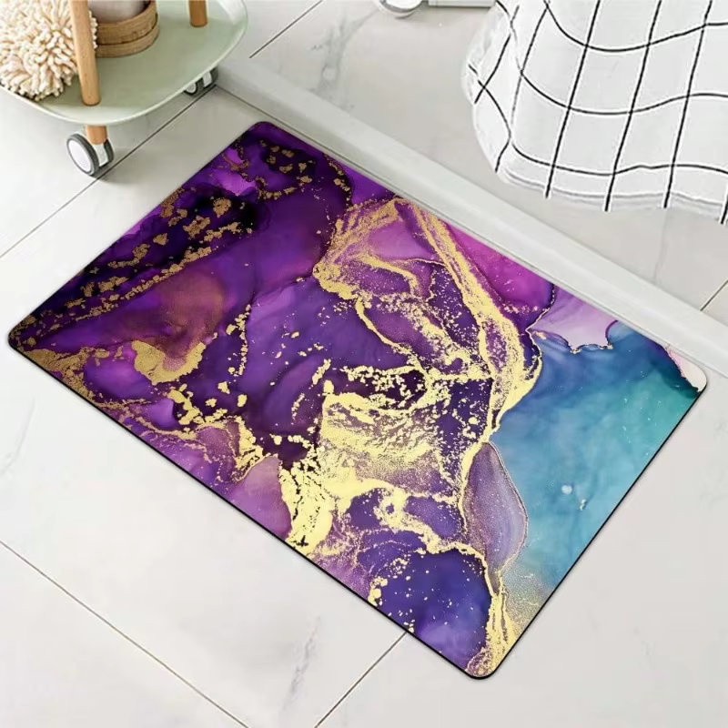Tapis de luxe moderne en feuille de veine d'or de marbre