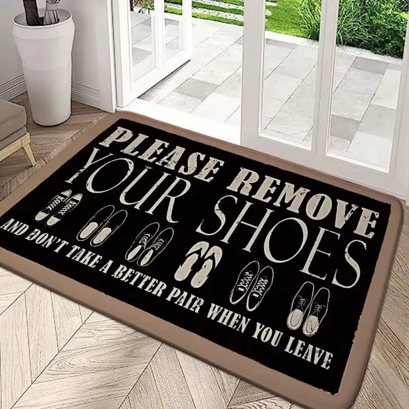 Tapis de bienvenue, veuillez enlever vos chaussures