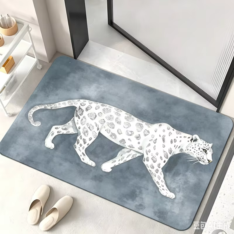 Tapis de bienvenue de luxe motif léopard