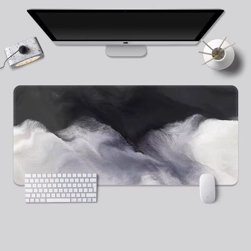 Tapis de souris noir et blanc, accessoires de configuration de jeu simples et haut de gamme, tapis de jeu pour Gamer, tapis étendu pour bureau 900x400