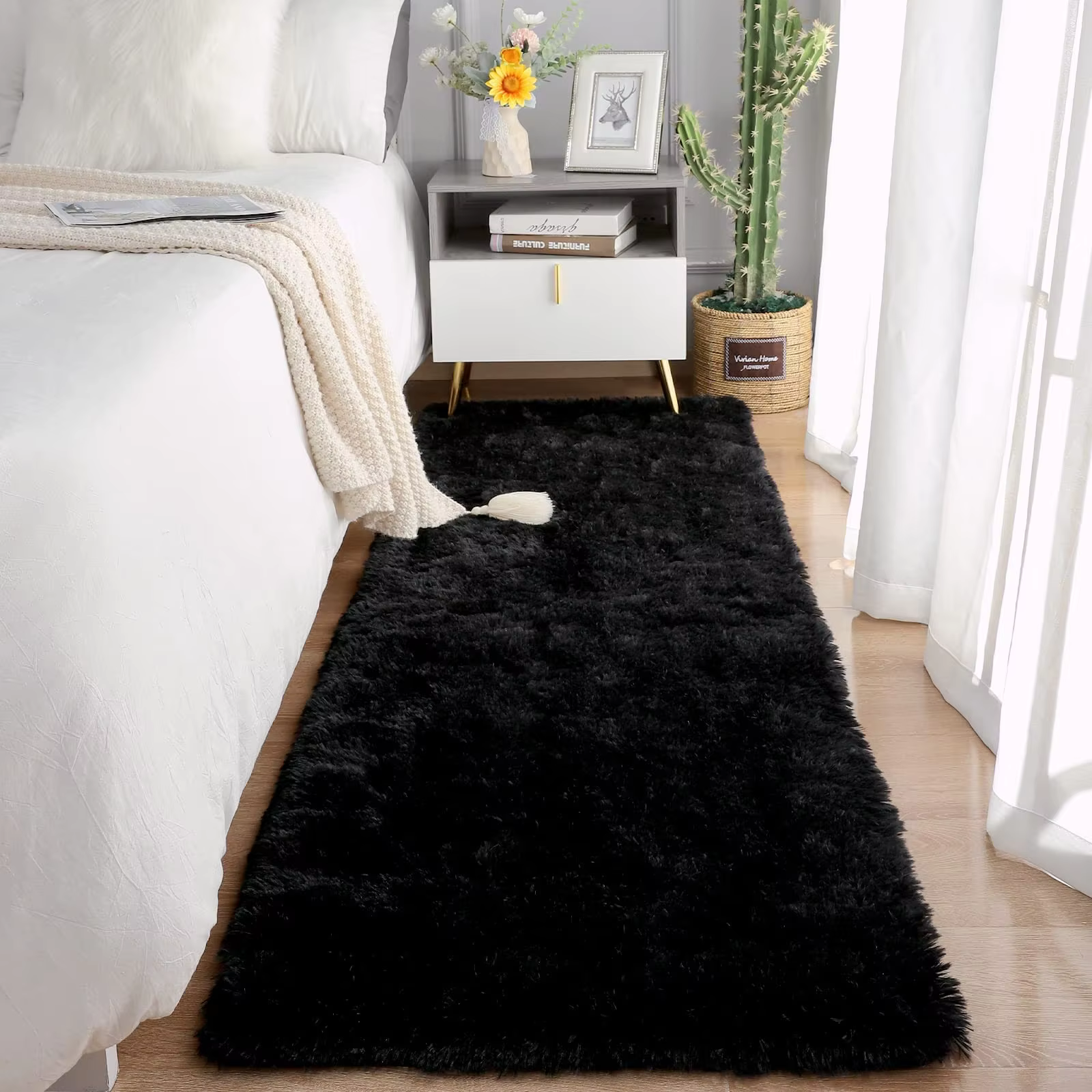 VIKAMA – tapis de chevet Simple de couleur unie