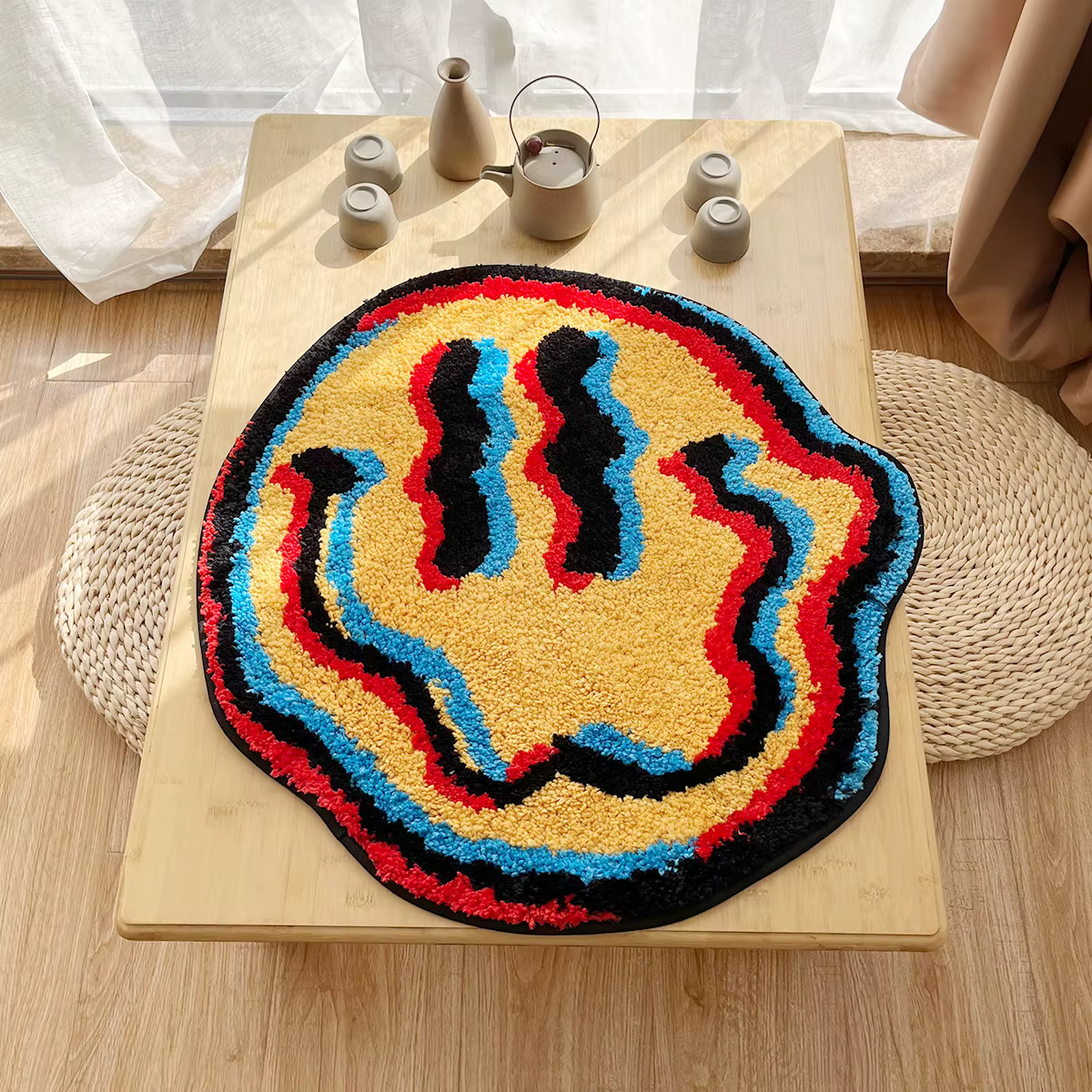 Tapis Trippy souriant - Conception capitonée unique | Cadeau idéal pour un ami