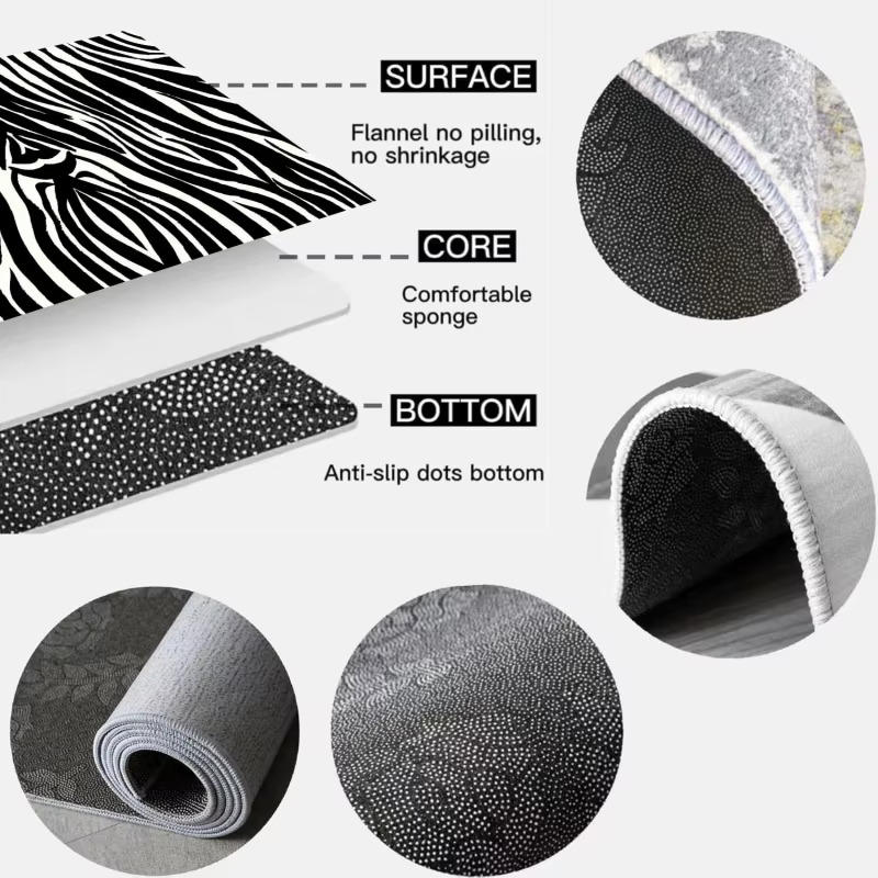 Tapis de couloir long VIKAMA moderne à rayures zébrées