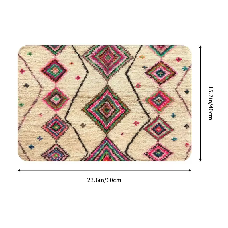 Moroccan Berber Rug Boho Style Front Door Mat Anti-Slip Antique Bohemian Geometric Doormat Floor Bathroom Entrance Rug Carpet
