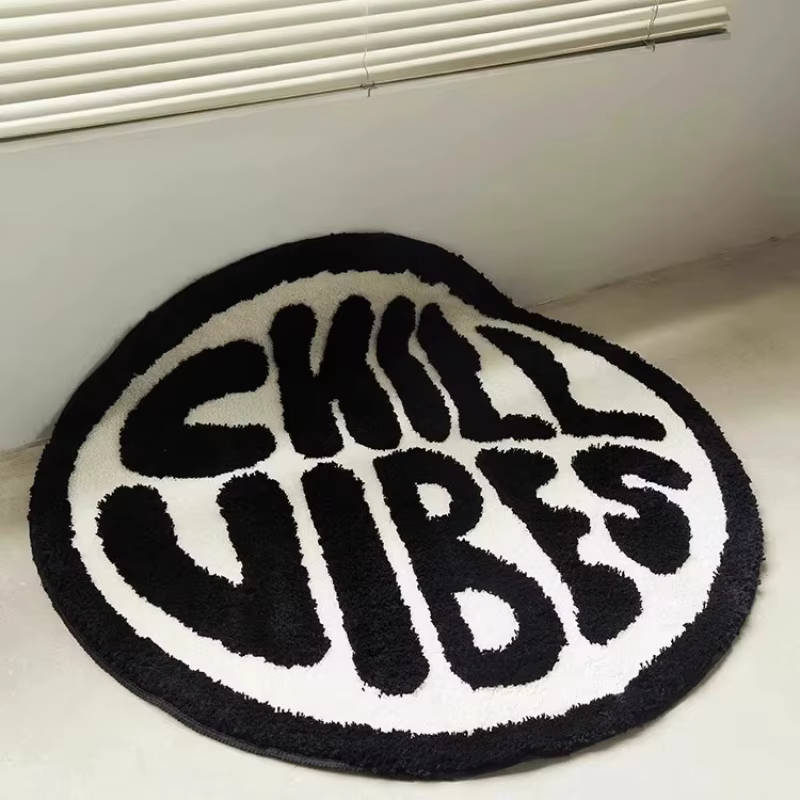 Tapis rond épais en peluche pour décoration de chambre à coucher