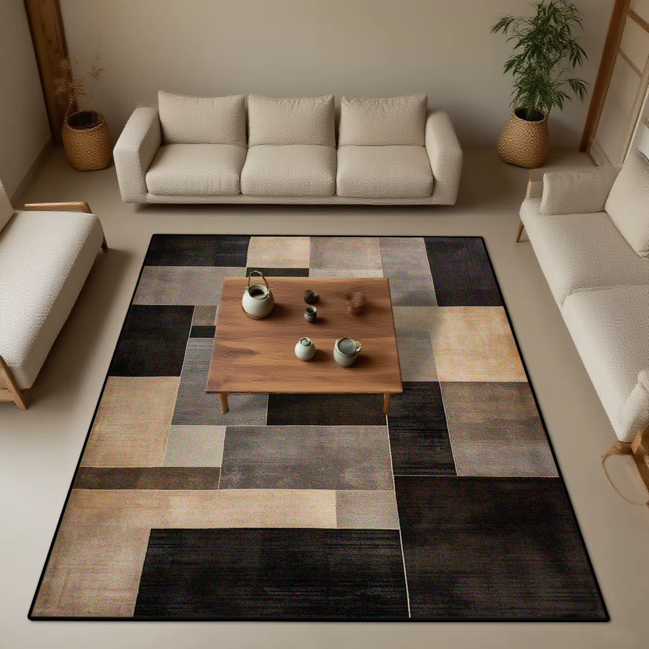 Tapis de salon rectangulaire moderne