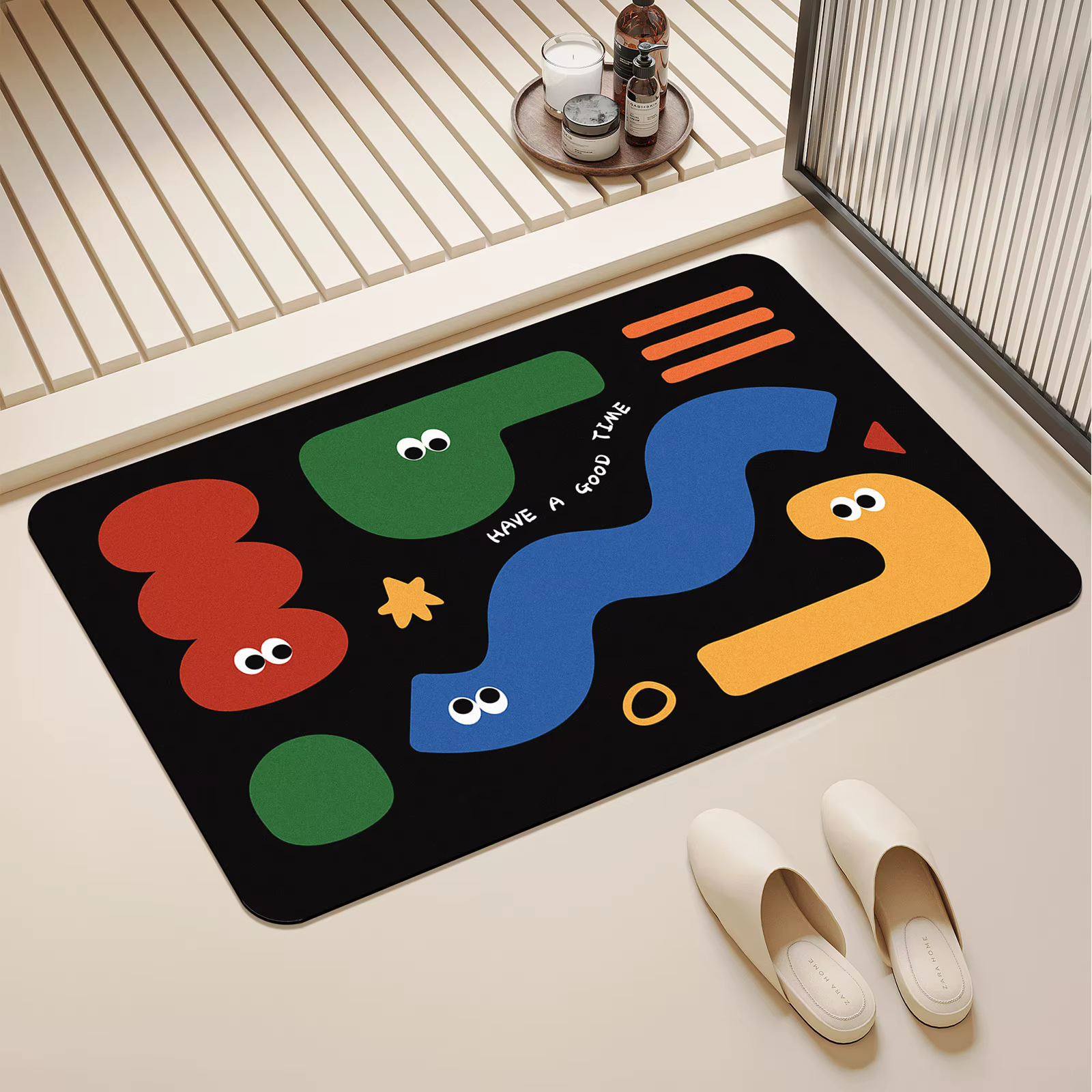 Tapis de sol antidérapant en caoutchouc pour salle de bain