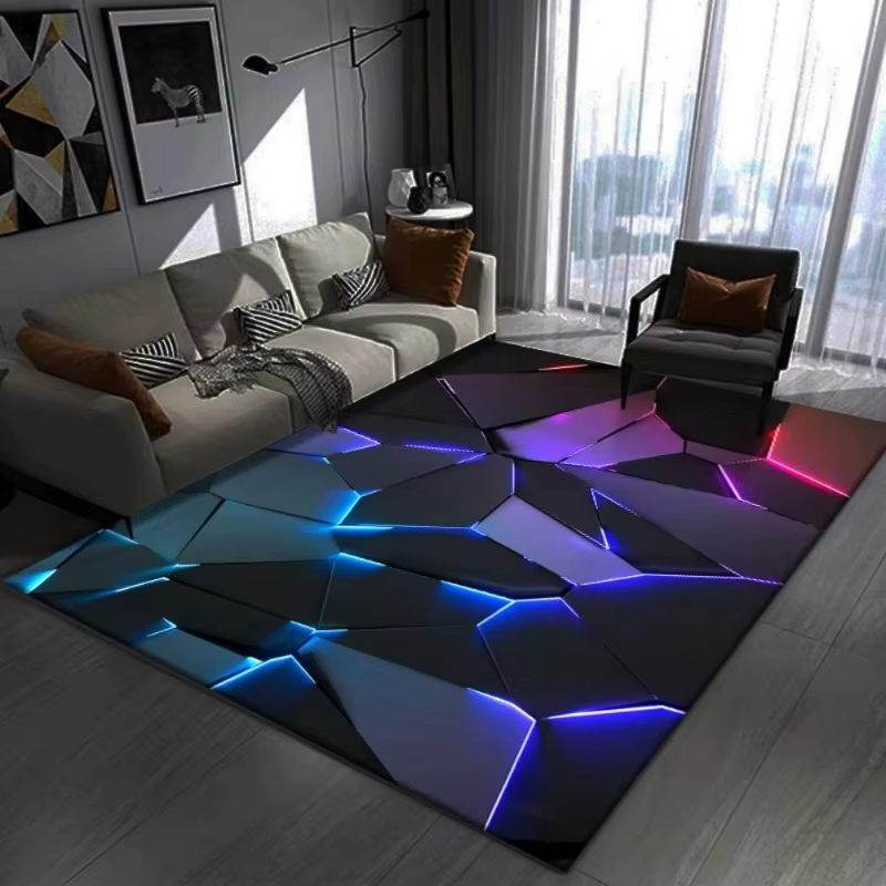 Tapis 3D éblouissant à motif de géométrie visuelle