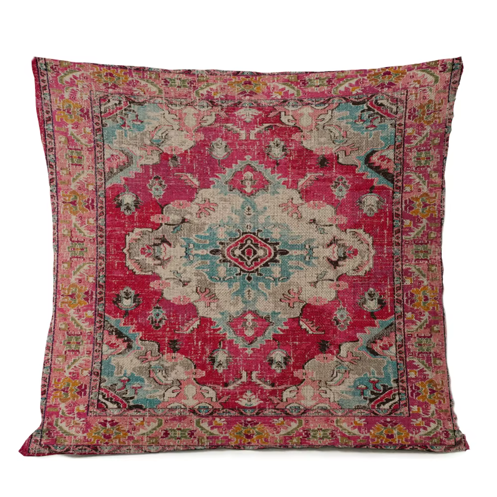 Taie d'oreiller décorative pour canapé, tapis persan ethnique, coussin géométrique, rouge, bleu, tribal, bergame, bohème, décoration de la maison