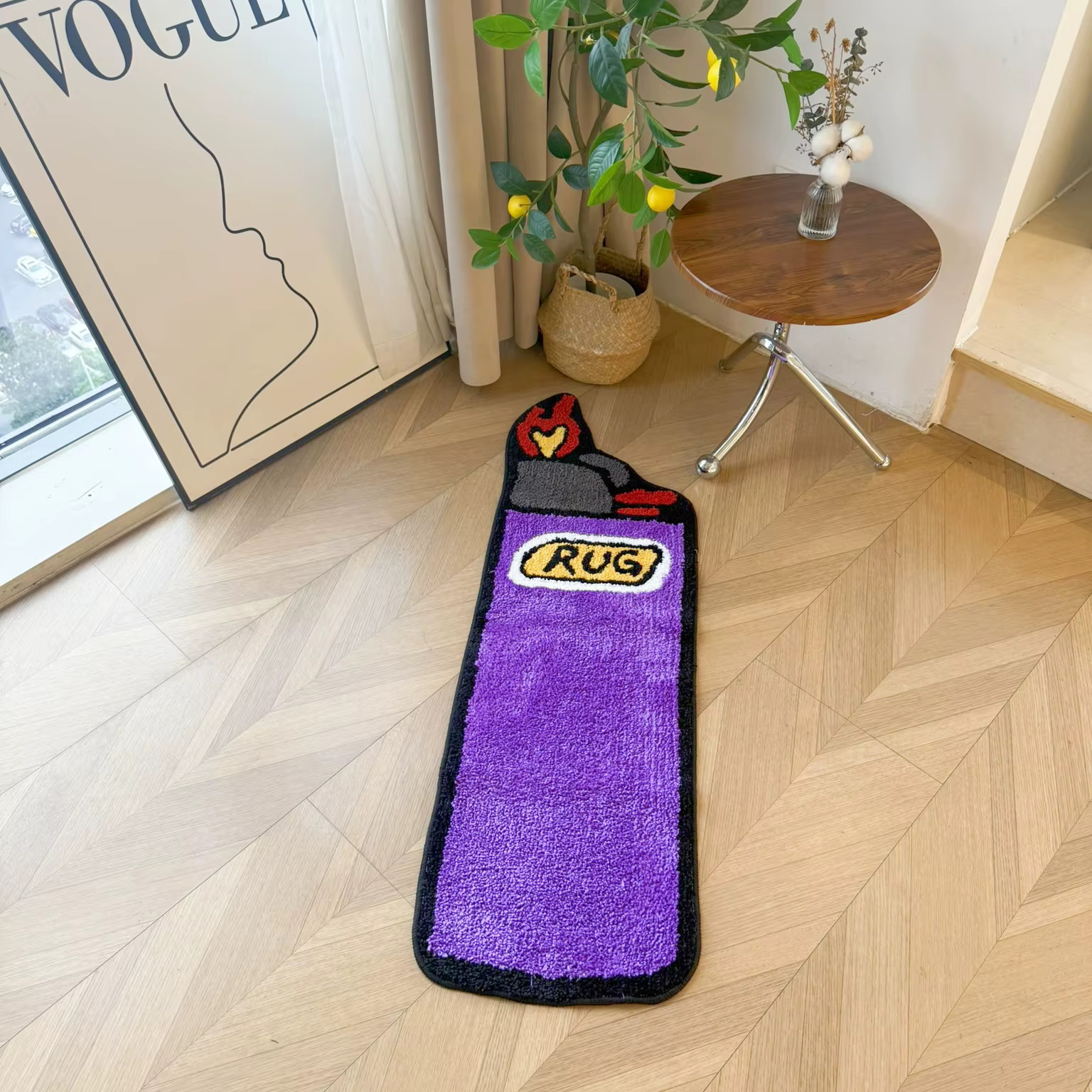 Ensemble de tapis touffetés en forme de briquet violet, 2 tailles, esthétique, doux, moelleux, antidérapant, pour la décoration de la chambre à coucher et du salon