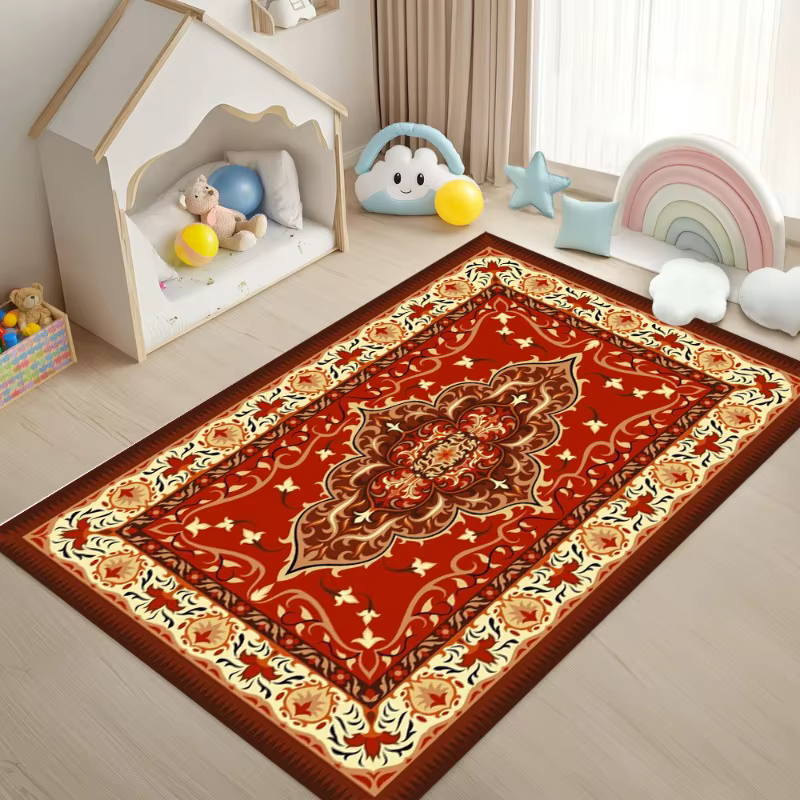 Grand tapis bohème persan de dinde, tapis pour salon, chambre à coucher, décoration de paillasson de canapé, tapis de sol antidérapant pour jeu d'enfant