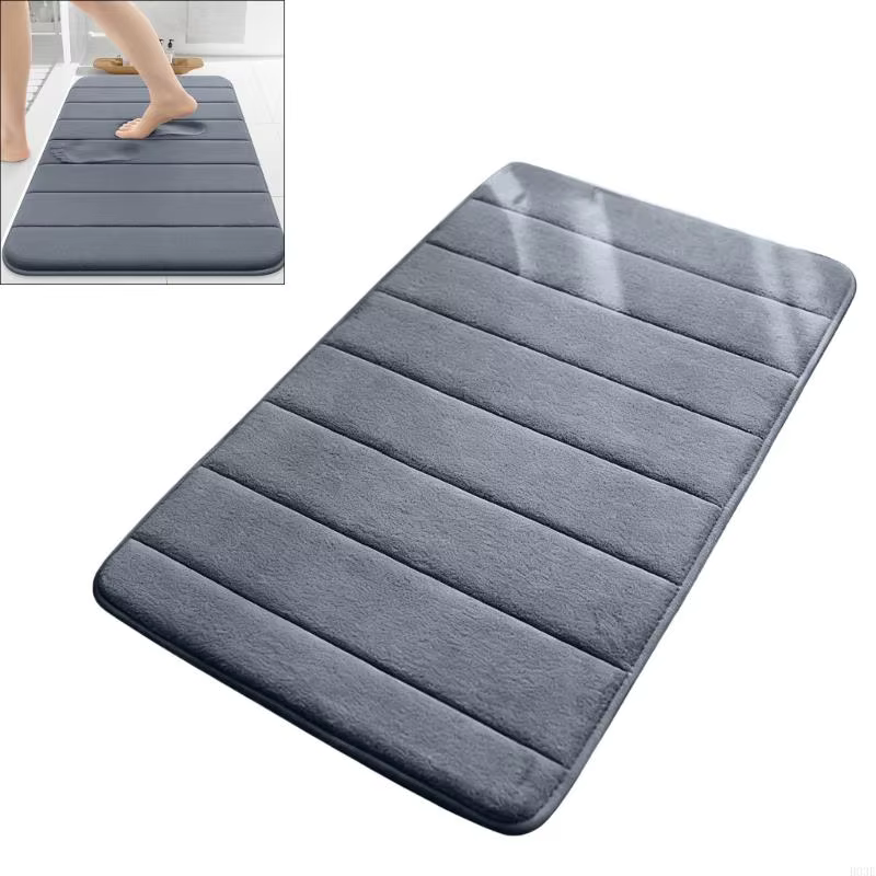 Lot 2 tapis bain en mousse à mémoire forme, doux, confortable, antidérapant, à séchage rapide, pour salle
