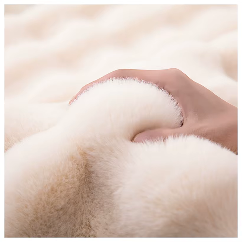 Lapin mousse velours tapis rond moelleux