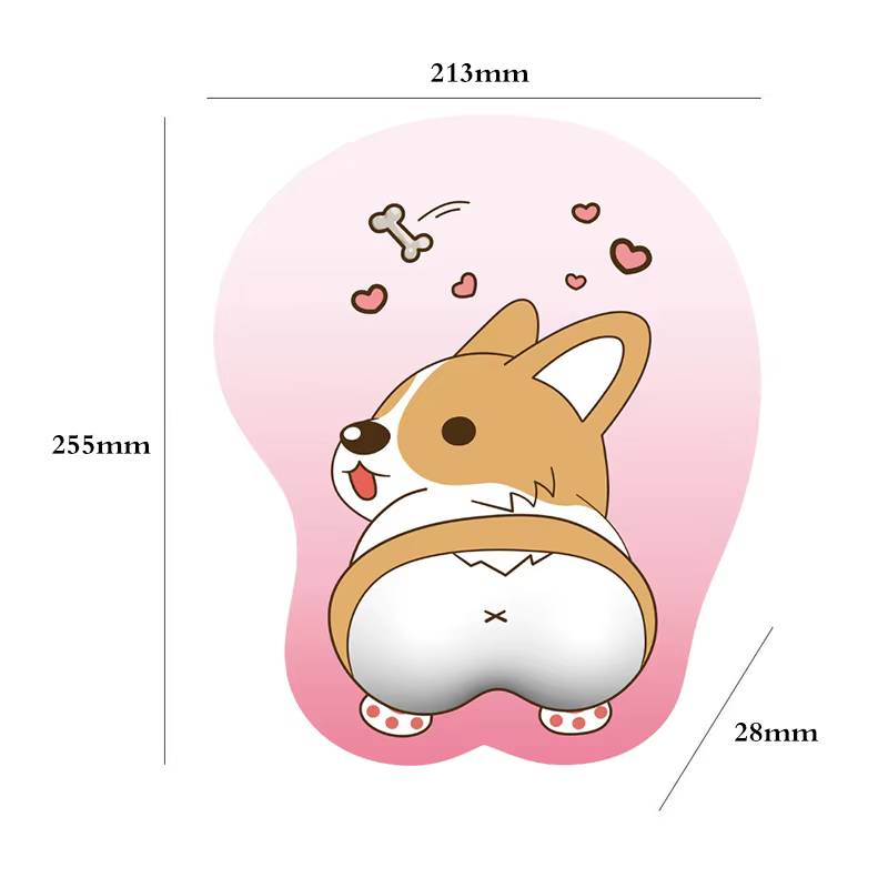 Tapis de souris en Gel avec repose-poignet, repose-main confortable, antidérapant, ergonomique, pour Gamer, chien Corgi mignon, pour ordinateur de bureau et portable