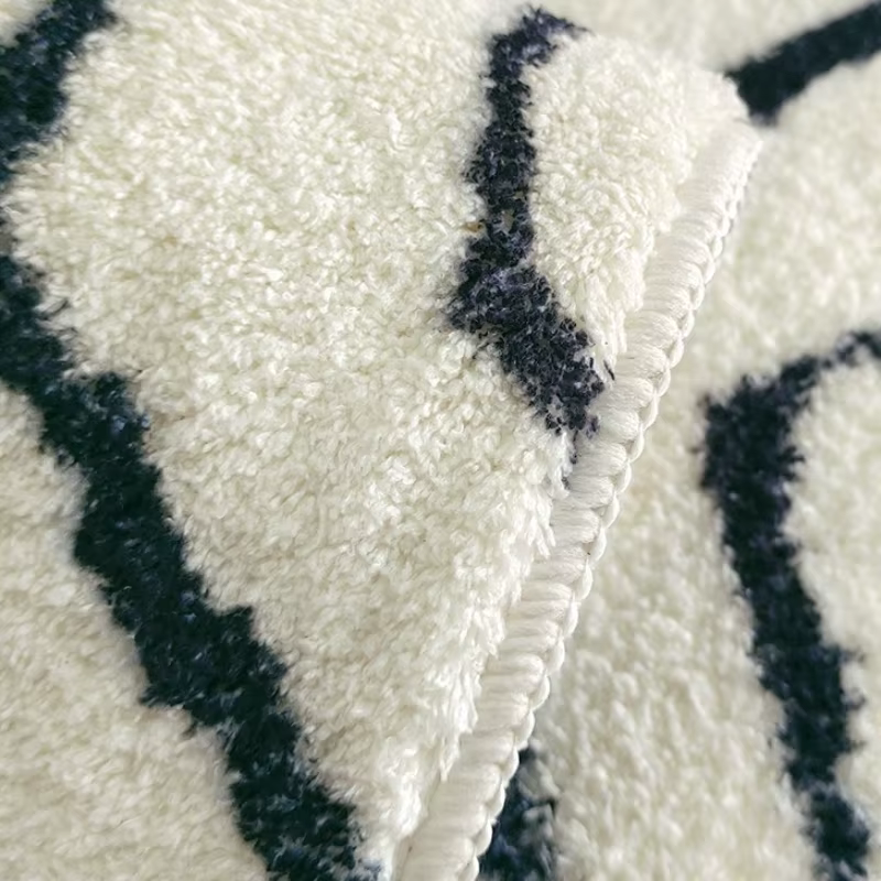 Tapis rond épais en peluche pour décoration de chambre à coucher