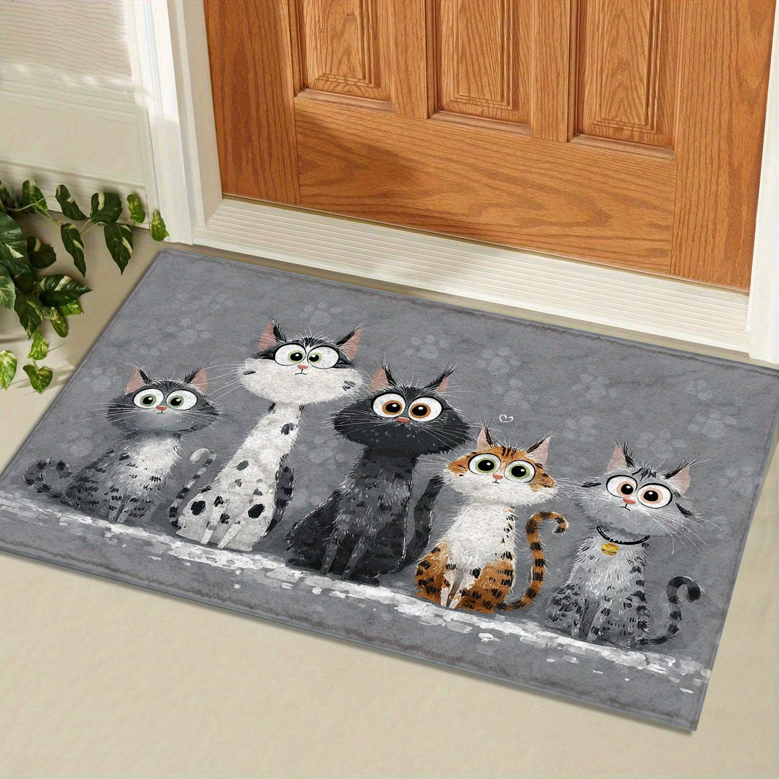 VIKAMA tapis gris mignon chaton paillasson