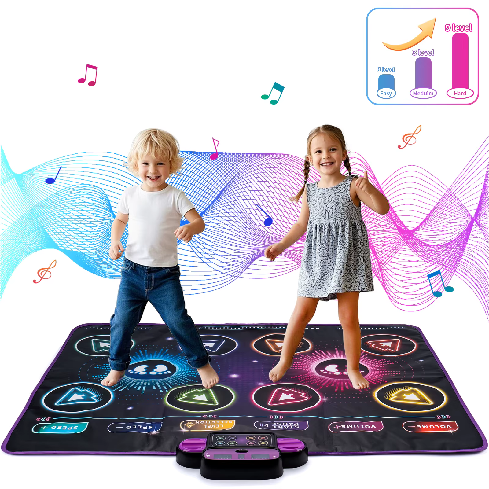 Tapis de danse électronique pour enfants, couverture de danse, Mode Double joueurs avec 9 niveaux, couverture musicale au sol, jouets éducatifs, cadeaux pour enfants