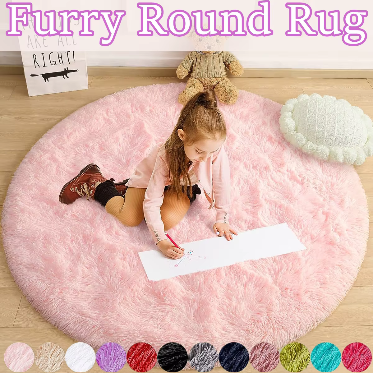 Tapis rond 11 couleurs pour chambre à coucher