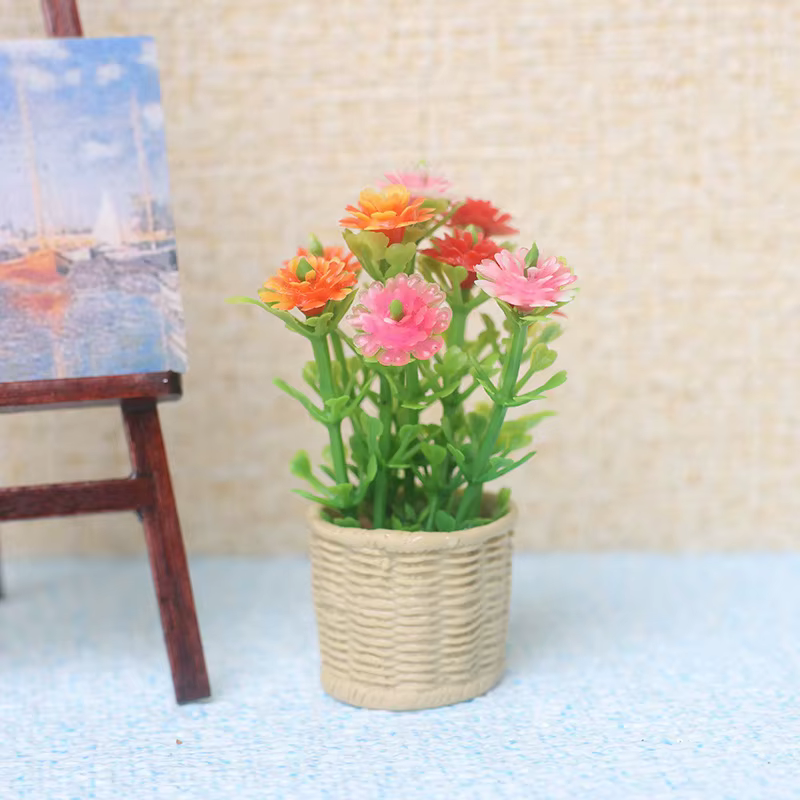 1 pièce, nouveau modèle d'arbre miniature vert en pot, plante artificielle, décoration maison et jardin, jouet, mini-maison de poupée 1:12, pot de fleurs menthe