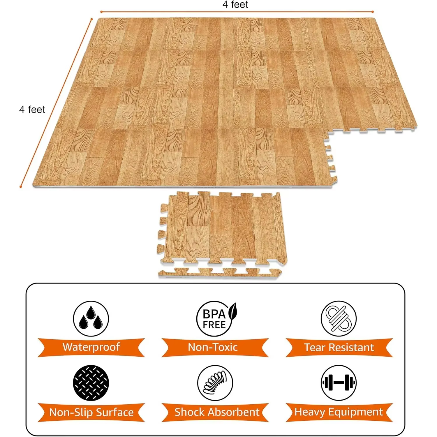 Tapis de sol antidérapant en Grain de bois