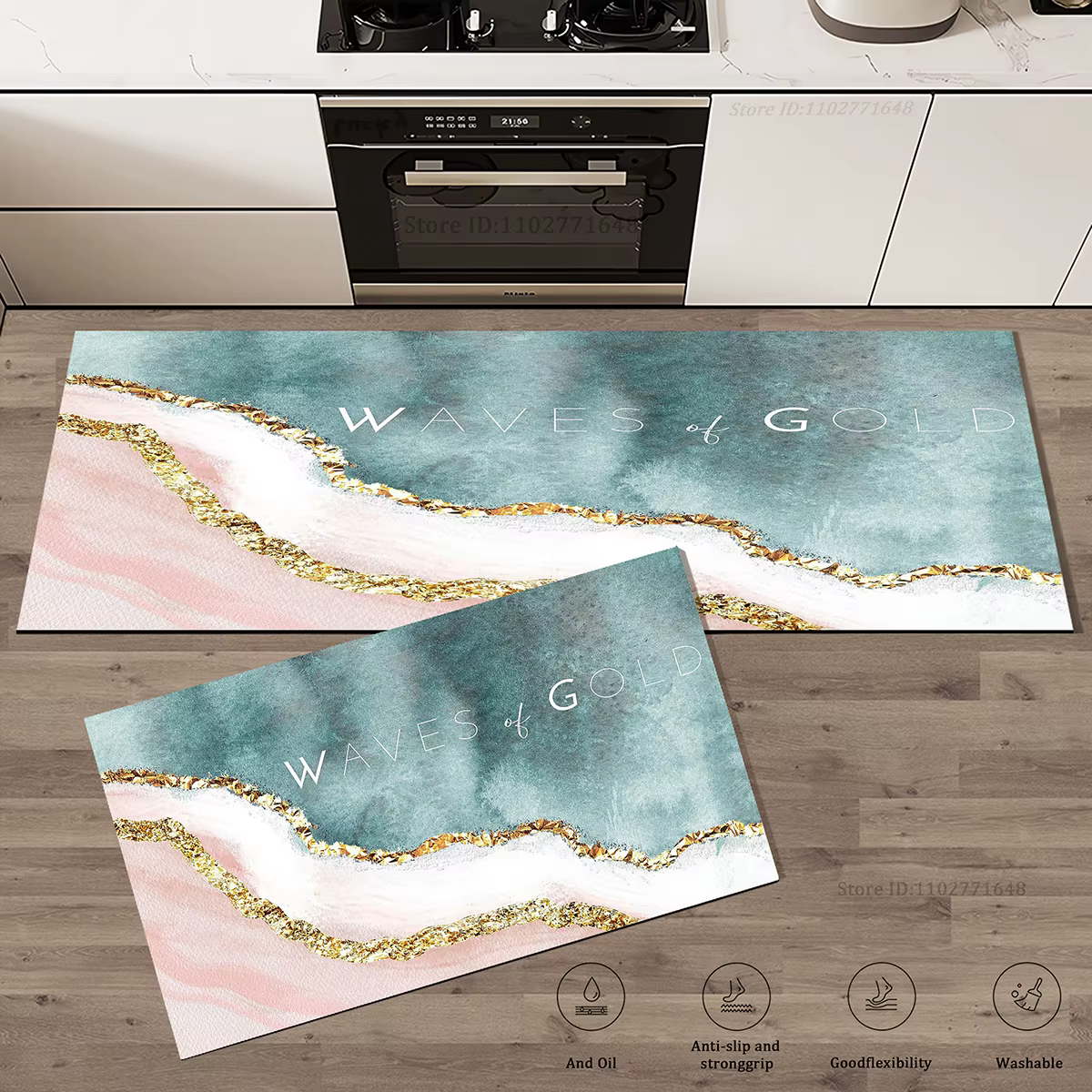 Tapis absorbants de cuisine à motif de marbre, paillasson adapté à l'armoire, lavable, antidérapant, pour entrée de salle de bain, Long, grand tapis coloré