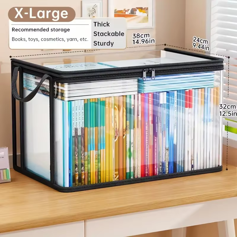 Boîte de rangement en PVC transparent | Couvercle à rabat et fenêtre de visualisation | Organisateur multi-usages pour jouets, travaux manuels et fournitures | Conteneur cadeau durable